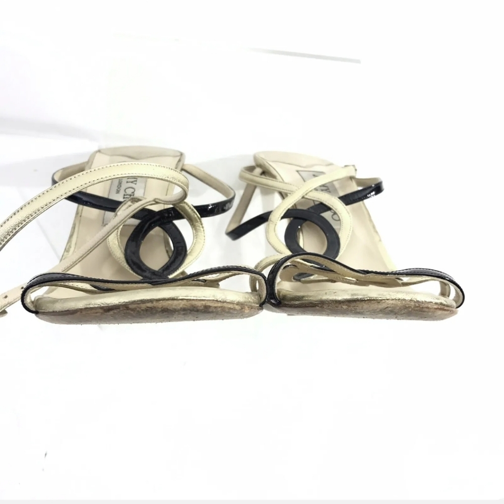 SOLD SOLD SOLD Jimmy Choo Metallic Gold Black Heels Sandals Size 40 9 - Picture 6 of 9